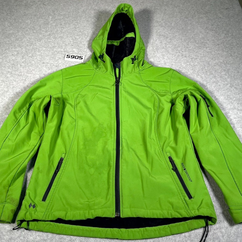 Black Diamond Softshell Jacket Womens M‎ Green Water Resistant Full Zip Hooded